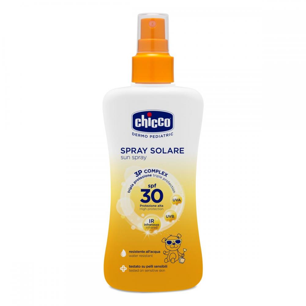 Spray Chicco protectie solara dermopediatrica, SPF 30+, 150ml, 0 luni+