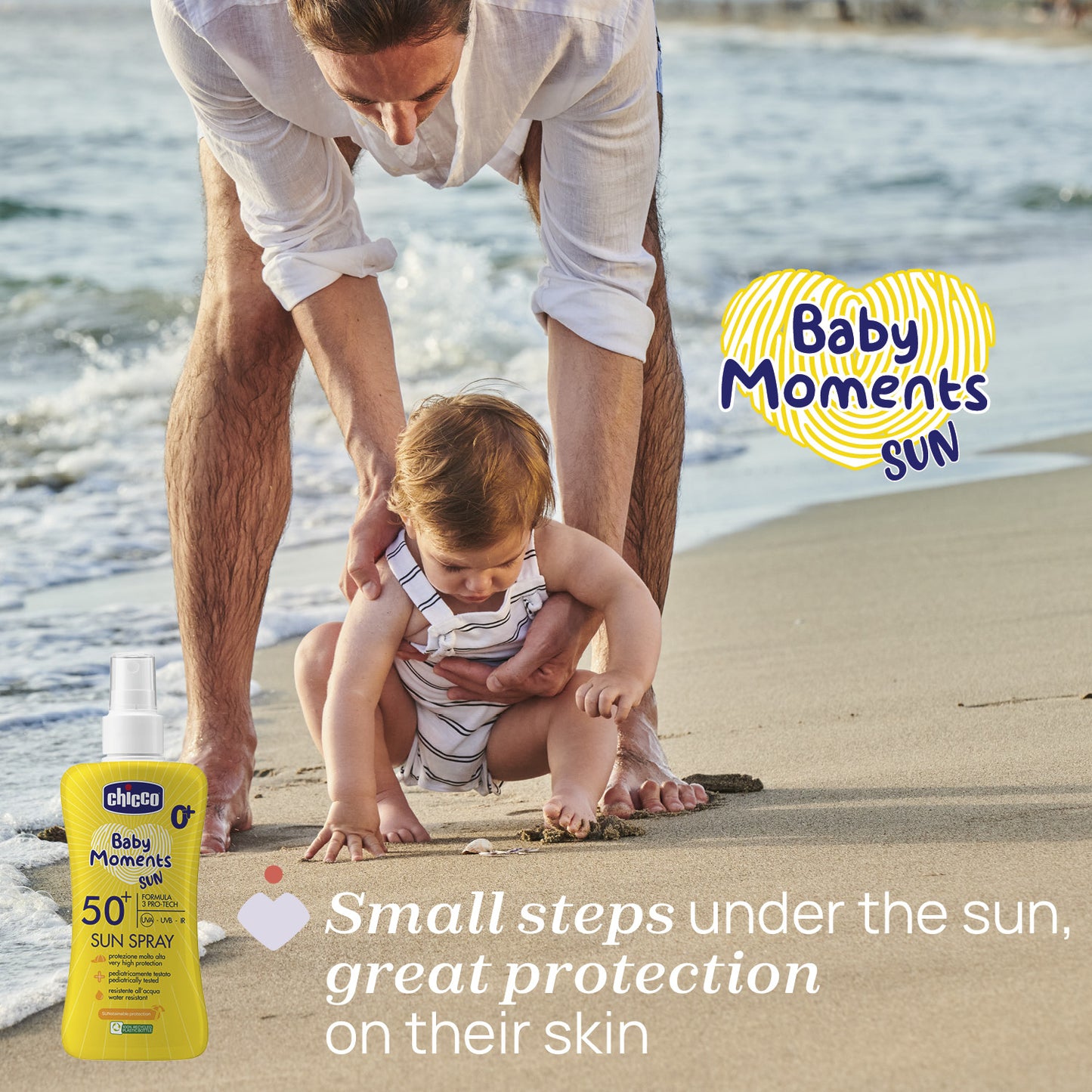 Spray protectie solara Chicco Baby Moments SPF 50+, 150 ml, 0 luni+