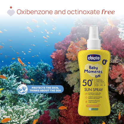 Spray protectie solara Chicco Baby Moments SPF 50+, 150 ml, 0 luni+