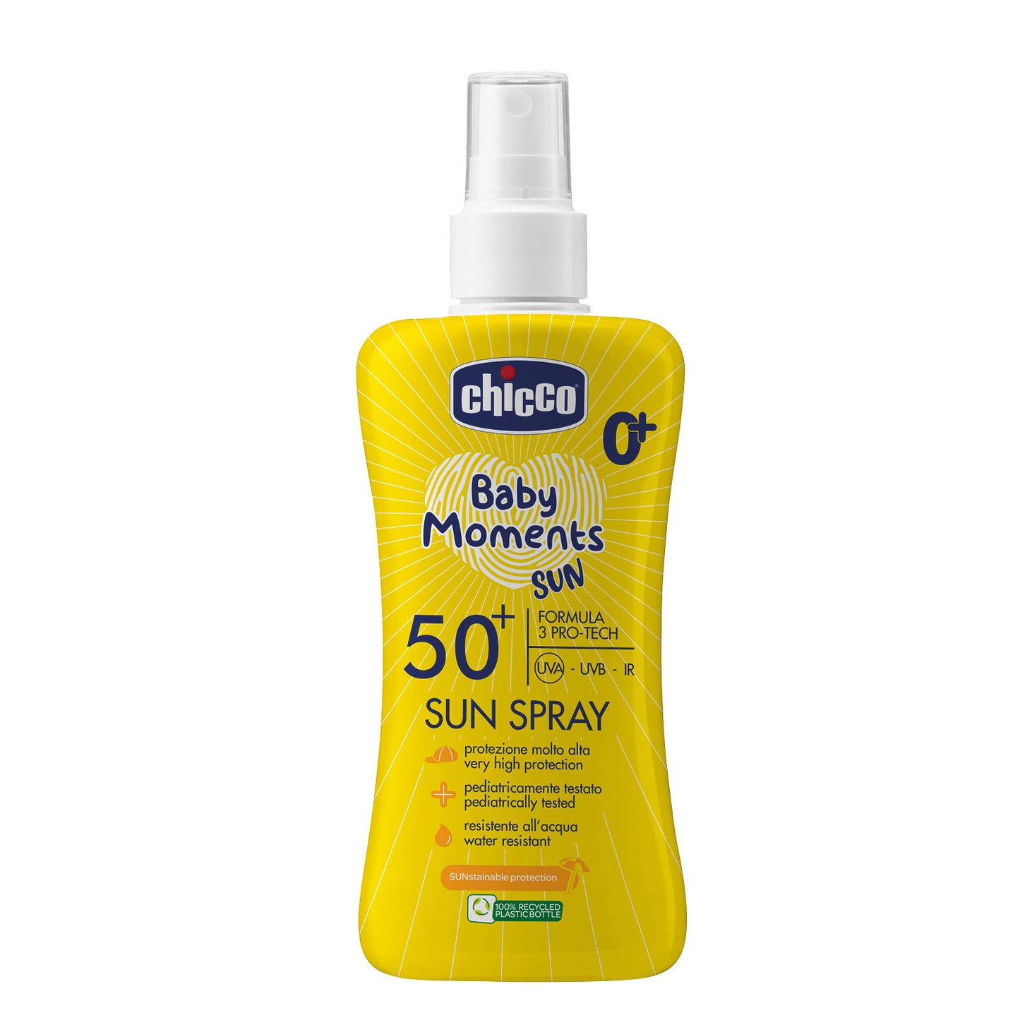 Spray protectie solara Chicco Baby Moments SPF 50+, 150 ml, 0 luni+