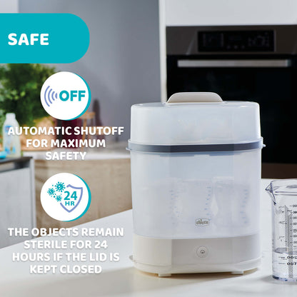 Sterilizator electric cu aburi Chicco 3 in 1 Steril Natural, 0luni+