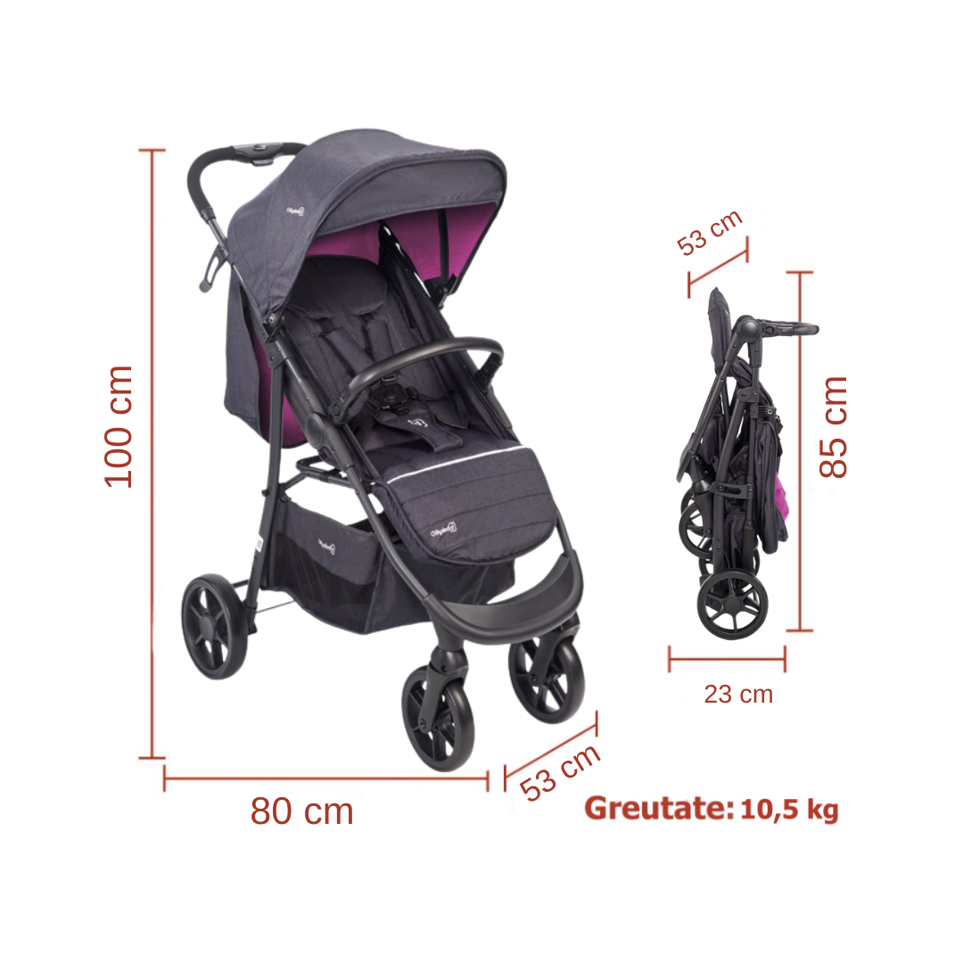 BabyGo - Carucior Style 3 in 1 Rosa