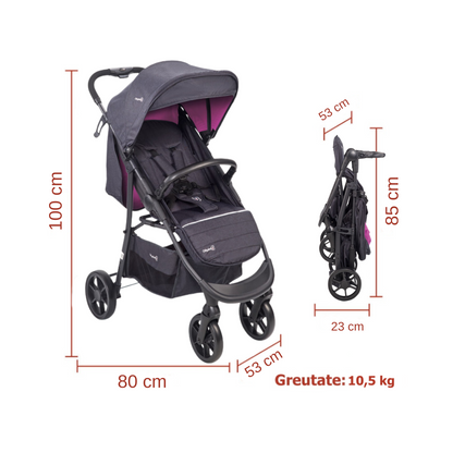 BabyGo - Carucior Style 3 in 1 Rosa