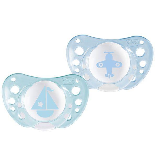 Suzeta Chicco s. Physio Air, forma anat., 0-6 luni, 2buc, albastru