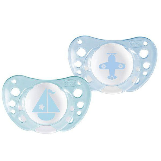 Suzeta Chicco s. Physio Air, forma anat., 0-6 luni, 2buc, albastru