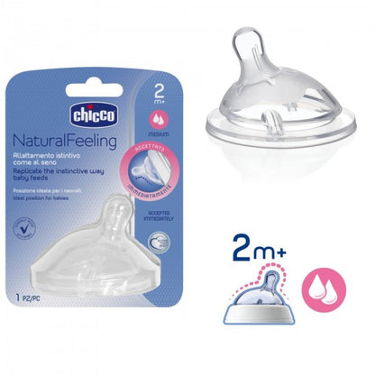 Tetina Chicco Natural Feeling, s., flux mediu, 2luni+