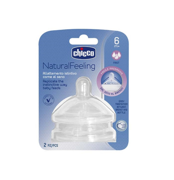 Tetina Chicco s. Natural Feeling, flux rapid, 2buc, 6 luni+