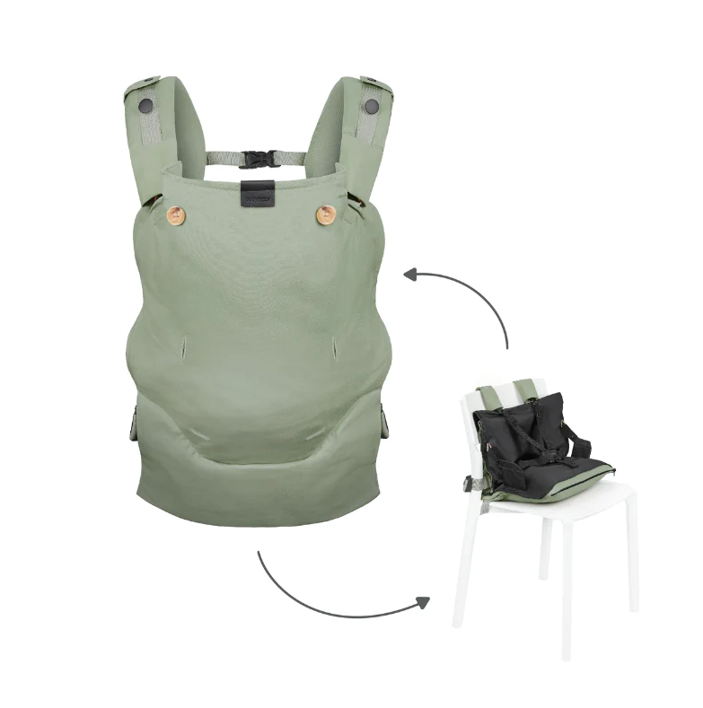Babymoov - Moov & Boost Sistem de purtare transformabil in Booster, creat in colaborare cu medici kinetoterapeuti, Verde salvie
