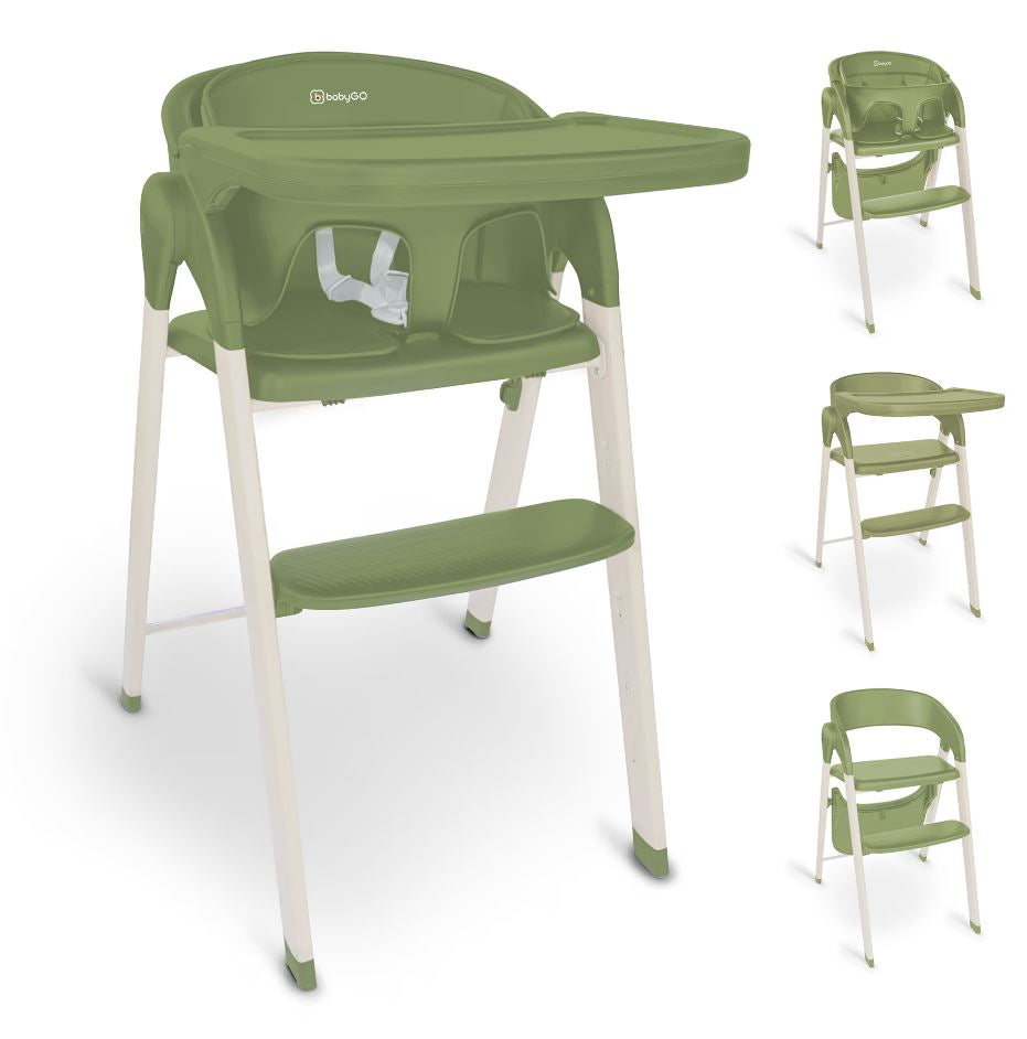 BabyGo - Scaun de masa 3 in 1 transformabil Levels Khaki